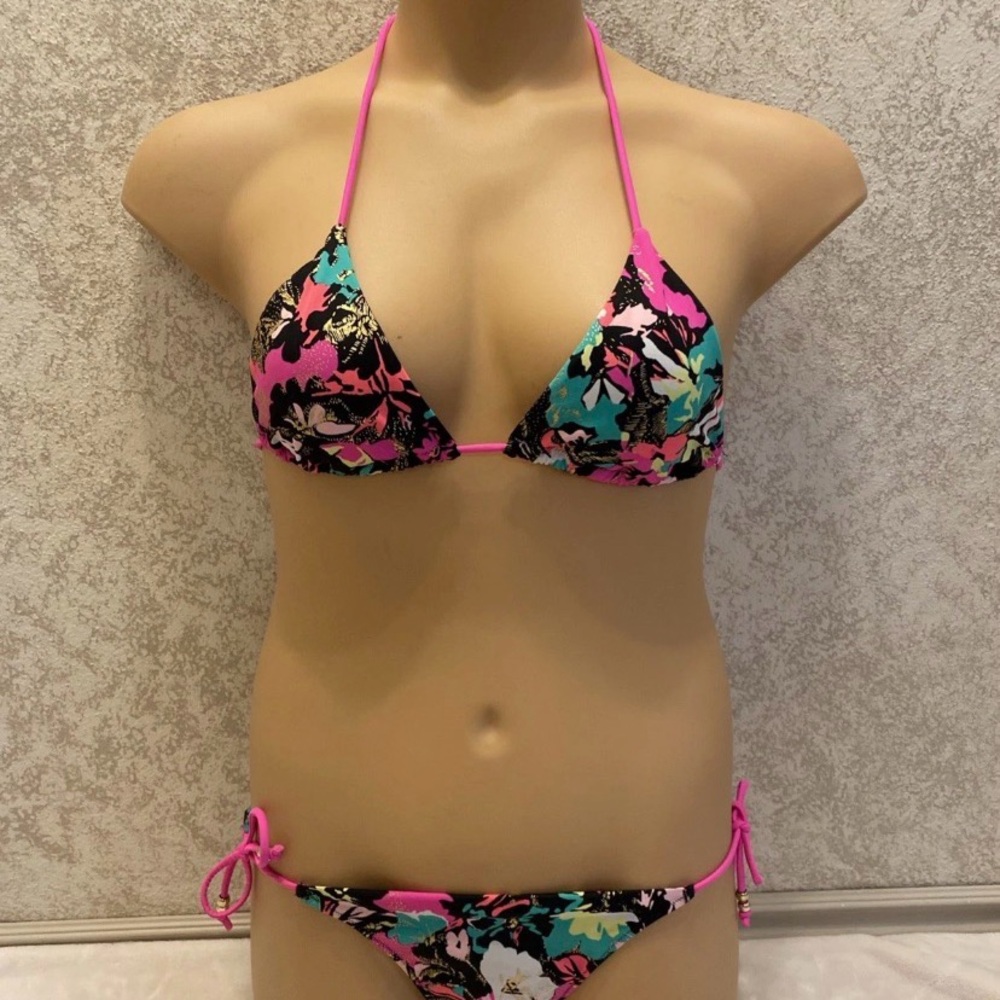 Victoria's Secret Floral Vibrant Multicolor Triangle Bikini